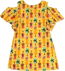 VESTIDO OMBRO VAZADO ESTAMPA MANEQUIM PRECOCE - IVT2713