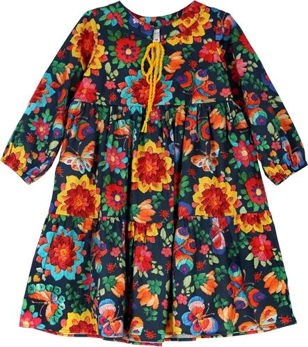 VESTIDO ESTAMPA FLORES BORDADOS PRECOCE - MVT2662