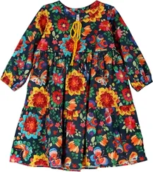 VESTIDO ESTAMPA FLORES BORDADOS PRECOCE - MVT2662