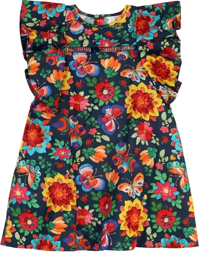 VESTIDO EVASÊ ESTAMPA FLORES BORDADOS PRECOCE - IVT2704