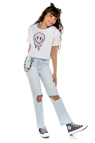 BLUSA CROPPED COM MANGAS EM PAETE HOLOGRAFICO - PINKX P212316
