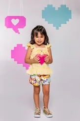CONJUNTO BLUSA E SHORT DE BICHINHUS - GABRIELA AQUARELA 212046