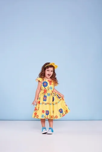 VESTIDO MINI BABADO BARRADO FLORES - PRECOCE MVT2860