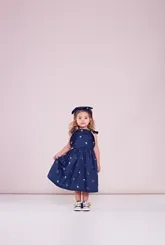 VESTIDO BABADO BORDADO LIBELULA - PRECOCE MVT2852