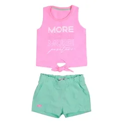 CONJUNTO REGATA ROSA C/ SHORT AZUL TURQUESA - POAH NOAH 46611