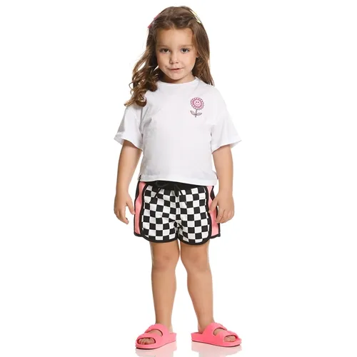 CONJUNTO BLUSA CROPPED C/SHORT DETALHE XADREZ - POAH NOAH 46608