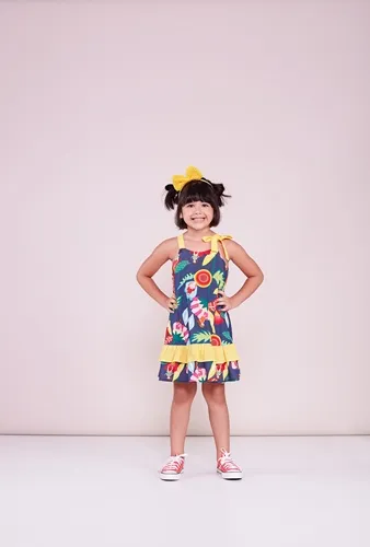 VESTIDO AMARRAÇÃO ALÇA ESTAMPA FLOR ESPACIAL - PRECOCE IVT2885
