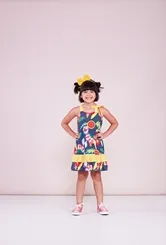 VESTIDO AMARRAÇÃO ALÇA ESTAMPA FLOR ESPACIAL - PRECOCE IVT2885