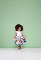 VESTIDO DETALHE LATERAIS BARRADO CORUJAS - PRECOCE MVT2853