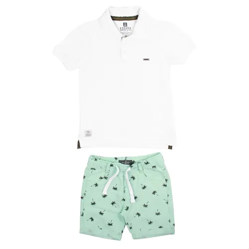 CONJUNTO POLO ESTAMPA PALMEIRA BLUSA BRANCA C/ SHORT VERDE - BANANA DANGER 46232