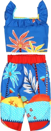 CONJUNTO BLUSA E SHORT ESTAMPA ILHA DA FANTASIA - PRECOCE MCJ2469