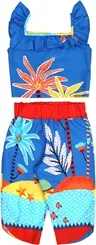 CONJUNTO BLUSA E SHORT ESTAMPA ILHA DA FANTASIA - PRECOCE MCJ2469