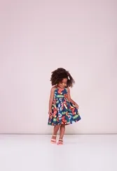 VESTIDO AMARRAÇÃO COSTAS ESTAMPA FLOR ESPACIAL - PRECOCE MVT2855