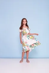 CONJUNTO BLUSA C/SAIA ESTAMPA FLOR DE CAMPO - PRECOCE LCJ2915
