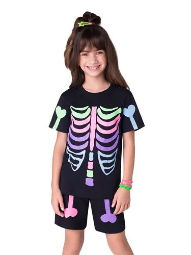PIJAMA CURTO ESQUELETO COLORIDO - VEGGI 11010573