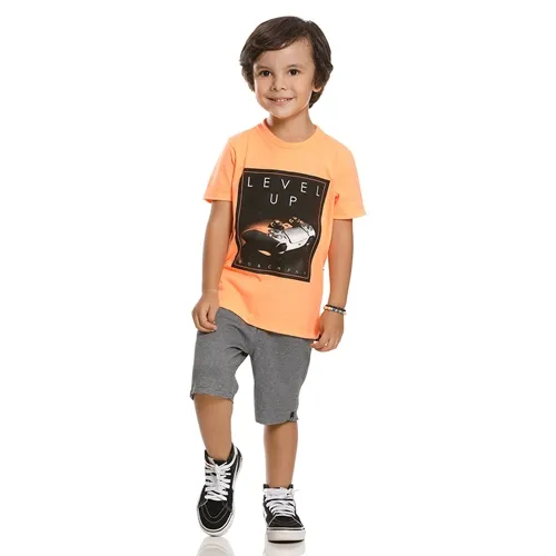 CONJUNTO CAMISETA LEVEL UP C/ BERMUDA - BANANA DANGER 46212