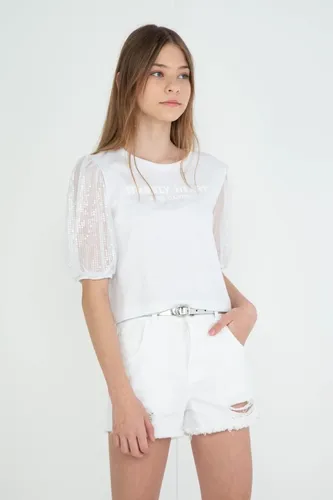 SHORT ESTONADO COM CINTO PRATA - DIMY SHO82604