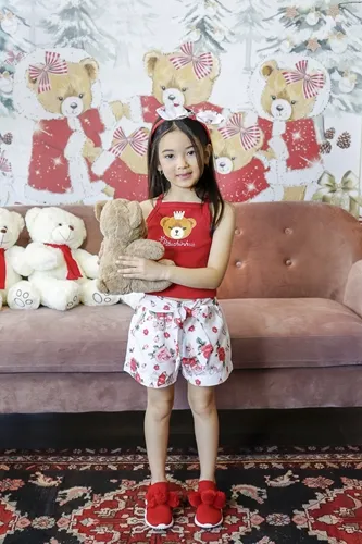 CONJUNTO CROPPED RIB URSA E SHORT FLORAL - PITUCHINHUS 23371