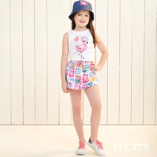 CONJUNTO BLUSA E SHORT FLAMINGOS