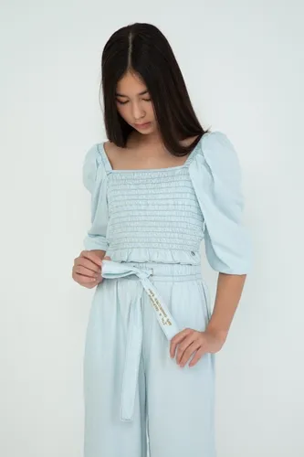 BLUSA CROPPED MANGA BUFANTE - DIMY BLU82590