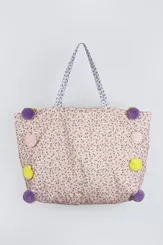 BOLSA ESTAMPA FLORAL C/ POMPOM - PITUCHINHUS 23802