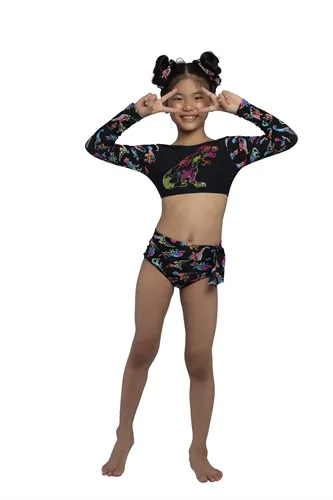 BIQUINI CROPPED KIDS THAIS ESTAMPA DINO COLOR - SIRI 36814