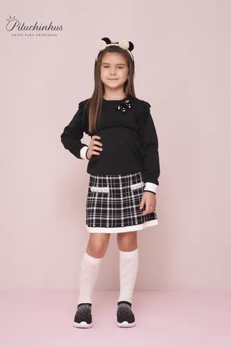 BLUSA TRICOT BABADINHO E BORDADO PEROLAS PITUCHINHUS 23618