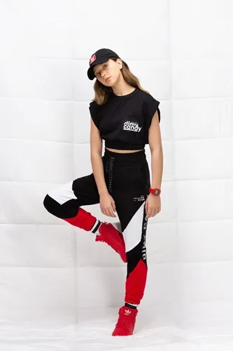 CALÇA JOGGER ESPORTIVA C/RECORTES BRANCO E VERMELHO CAL82861