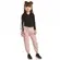 CONJUNTO POLO MANGA LONGA PRETA COM ZIPER E CALÇA ROSÉ MICROFIBRA POAH NOAH  47640