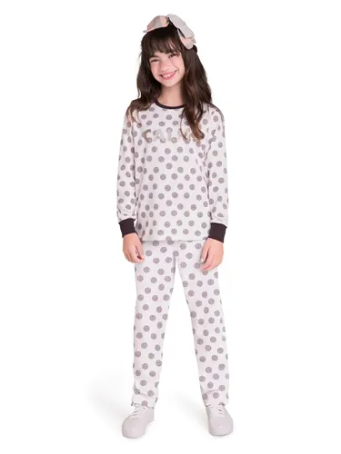 PIJAMA BLUSA MANGA COMPRIDA COM CALÇA ESTAMPA POA VEGGI 20130057