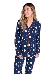 PIJAMA BLUSA MANGA COMPRIDA COM CALÇA ESTAMPA POA VEGGI 20130006