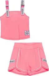 CONJUNTO BLUSA E SHORT ROSA
