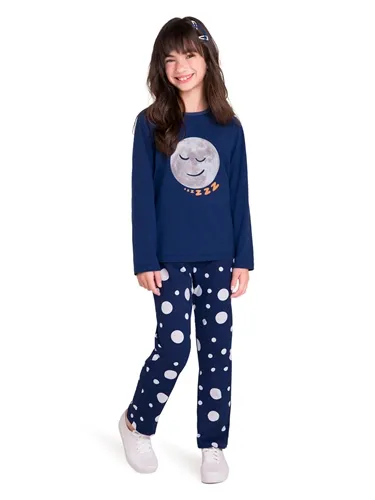 PIJAMA BLUSA ALGODÃO MANGA COMPRIDA COM CALÇA ESTAMPA POA 20130008