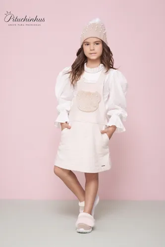 BLUSA COTTON MANGA BUFANTE E BRILHO GOLA PITUCHINHUS 24086