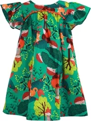 VESTIDO DECOTE COM AMARRAÇÃO ESTAMPA BICHOS DO BOSQUE PRECOCE MVT3288