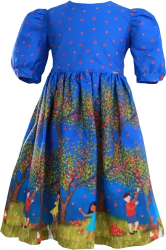 VESTIDO MANGA BUFANTE ESTAMPA BARRADO MACIEIRA PRECOCE MVT3290