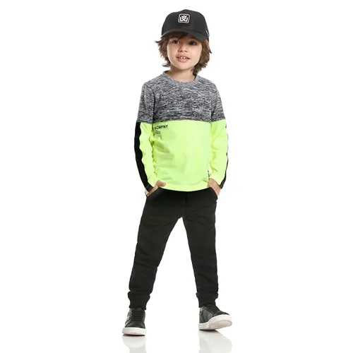 CONJUNTO BLUSA MANGA LONGA MESCLA COM NEON COM CALÇA BANANA DANGER 47203