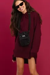 VESTIDO OVER TRICOT COM CAPUZ DIMY VET82814