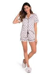 PIJAMA AMERICANO CAMISA COM SHORT MARFIM VEGGI 20120068