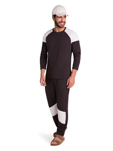 PIJAMA MANGA LONGA COM CALÇA DETALHE OFF WITE VEGGI 20130059