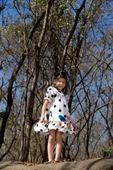 VESTIDO DETALHE MANGA BARRADO ESTAMPA CANTO DOS PASSAROS PRECOCE MVT3272
