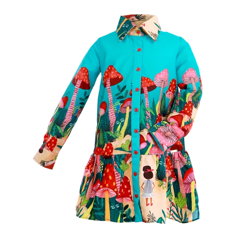 VESTIDO CARCELA BARRADO ESTAMPA CAMINHO ENCANTADO PRECOCE MVT3271