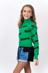 BLUSA CROPPED TRICOT COM LETTERING DIMY BLT82807