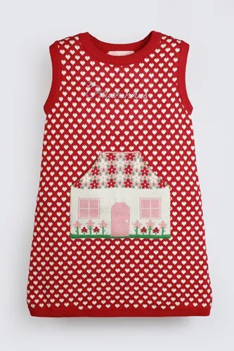 VESTIDO TRICOT CORAÇÕES BOLSO CASINHA PITUCHINHUS 24244