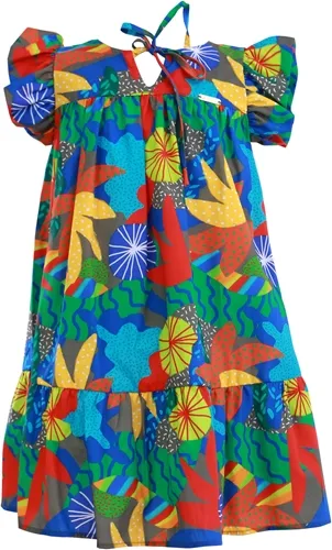 VESTIDO FRANZIDO ESTAMPA ESCONDERIJO DO CAMALEÃO PRECOCE MVT3259
