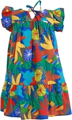 VESTIDO FRANZIDO ESTAMPA ESCONDERIJO DO CAMALEÃO PRECOCE MVT3259