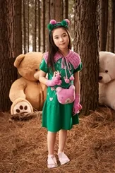 VESTIDO TRICOT MONOGRAMA CARINHA DE URSO PITUCHINHUS 23701