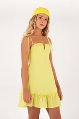 VESTIDO SOLTO COM BABADO XADREZ DIMY VES83180