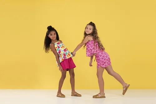 CONJUNTO BLUSA CCOM SHORT ESTAMPA CEREJA POA PRECOCE LCJ3522