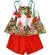 CONJUNTO BLUSA ESTAMPA FOLHAGEM E SHORT VERMELHO PRECOCE M2CJ3449